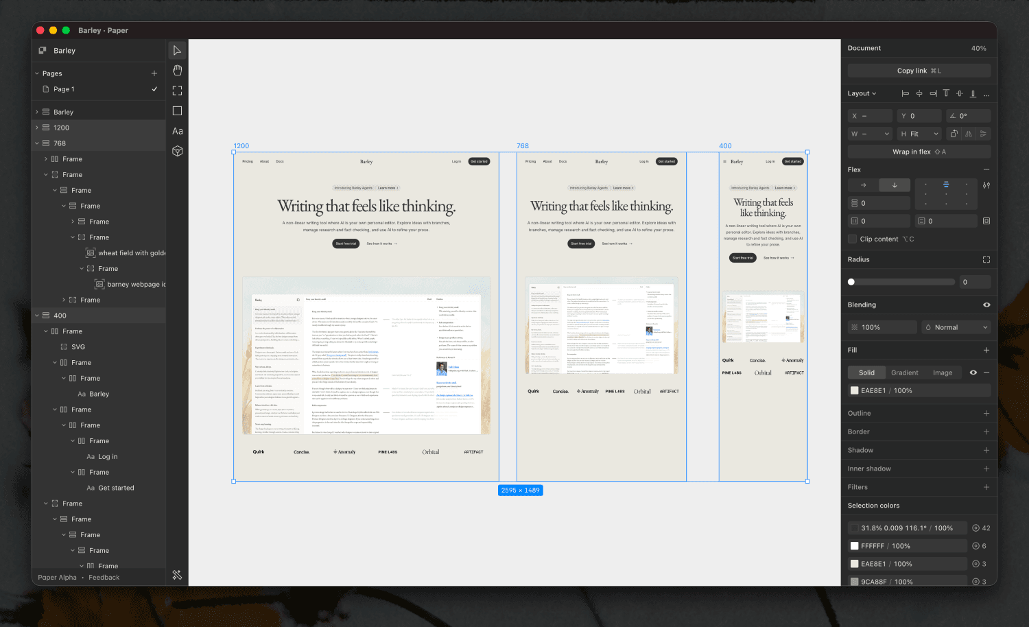 Responsive frames in Paper