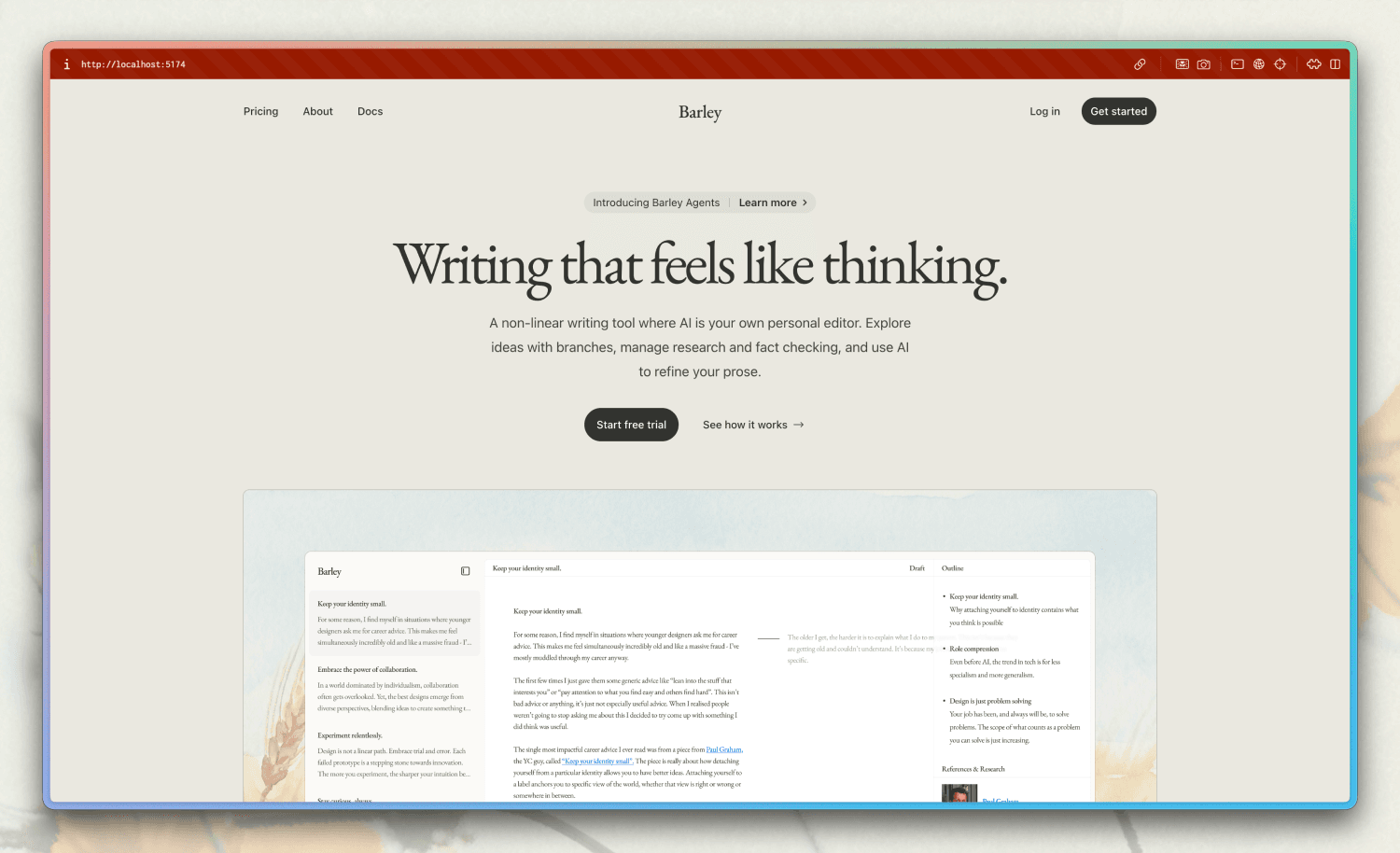 Barley preview in the Arc browser