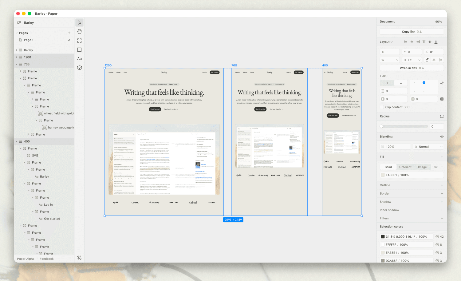Responsive frames in Paper