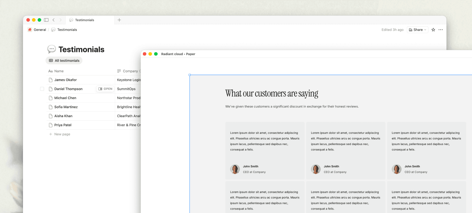 Notion testimonials