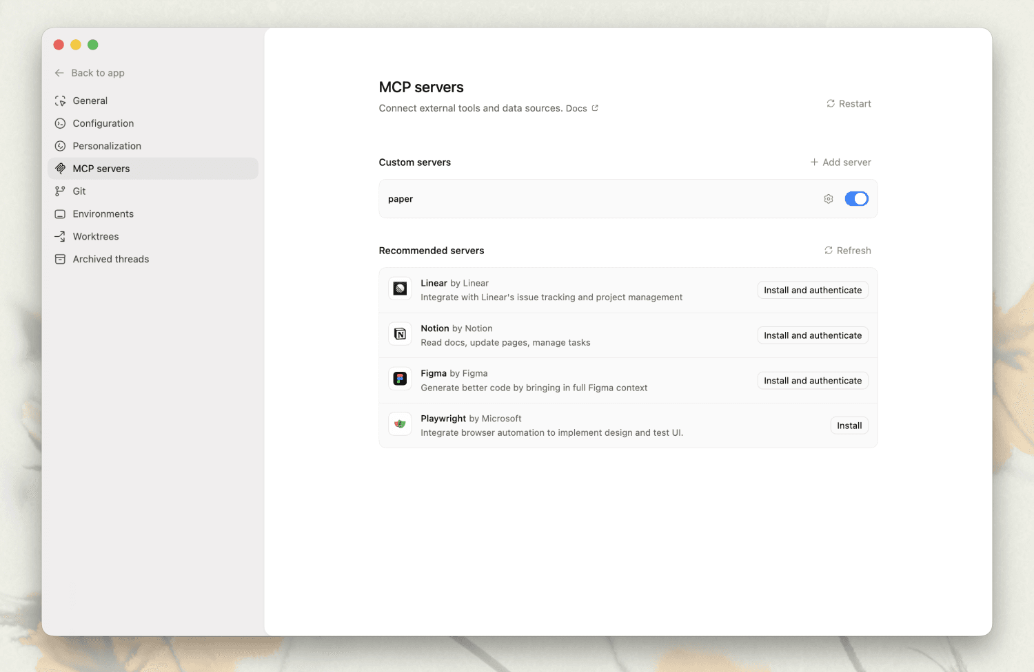 Codex MCP connected