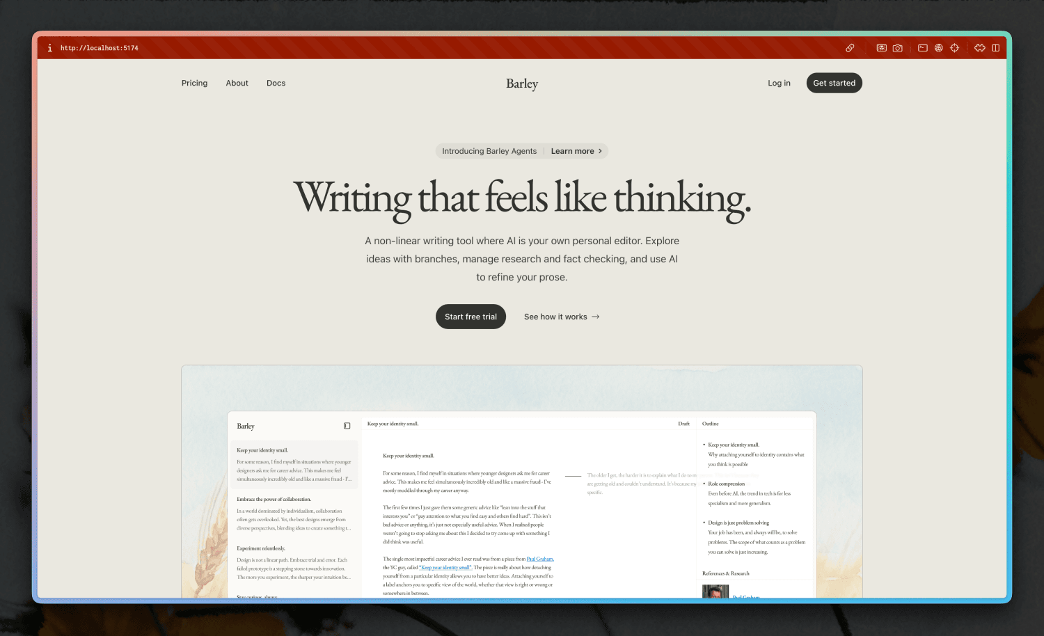 Barley preview in the Arc browser