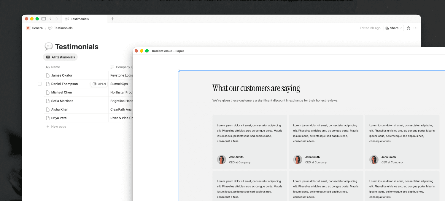 Notion testimonials