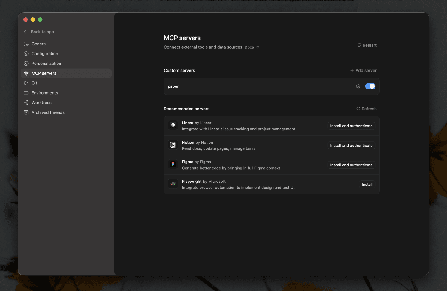 Codex MCP connected