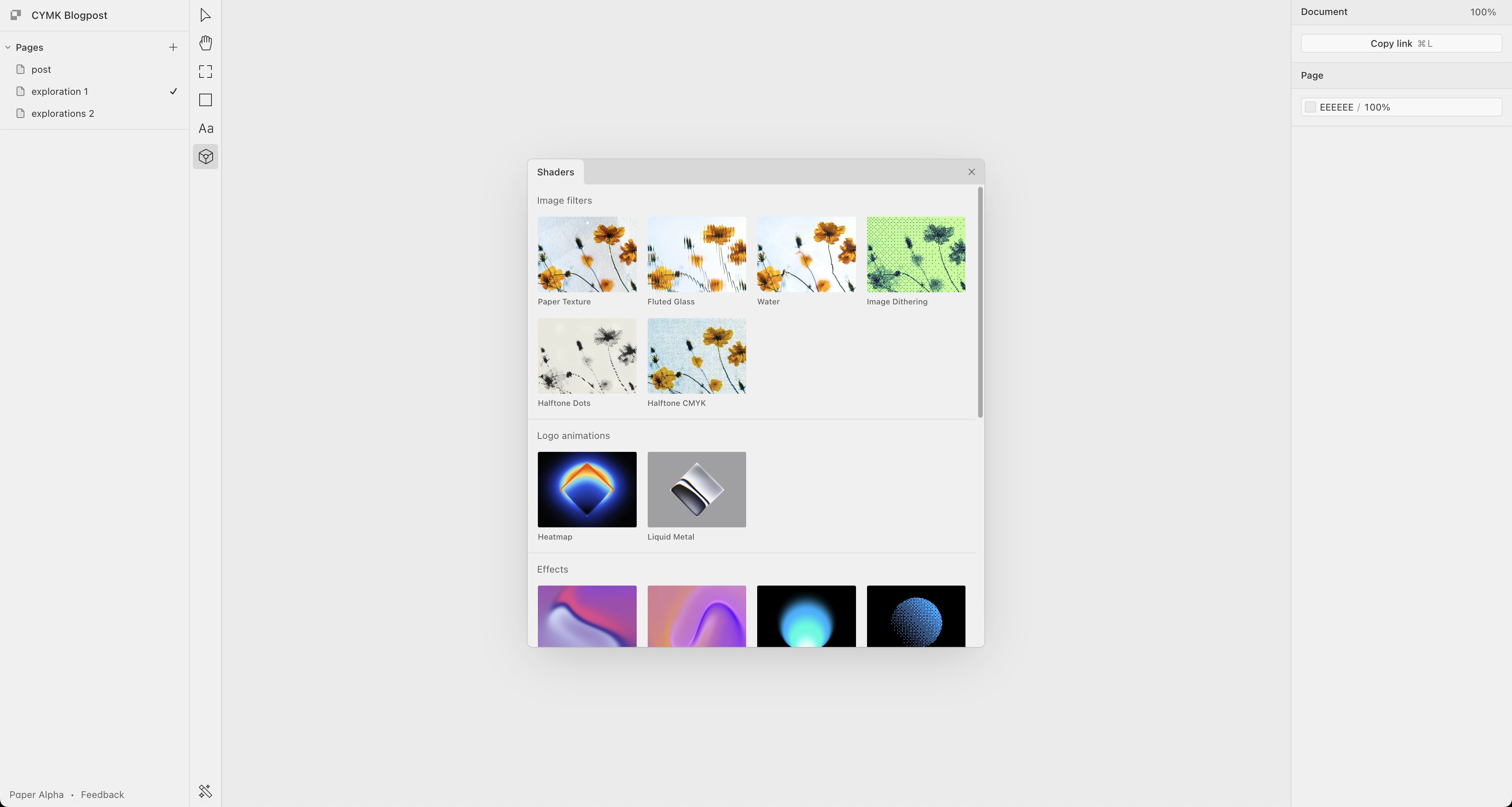 Open the shaders panel