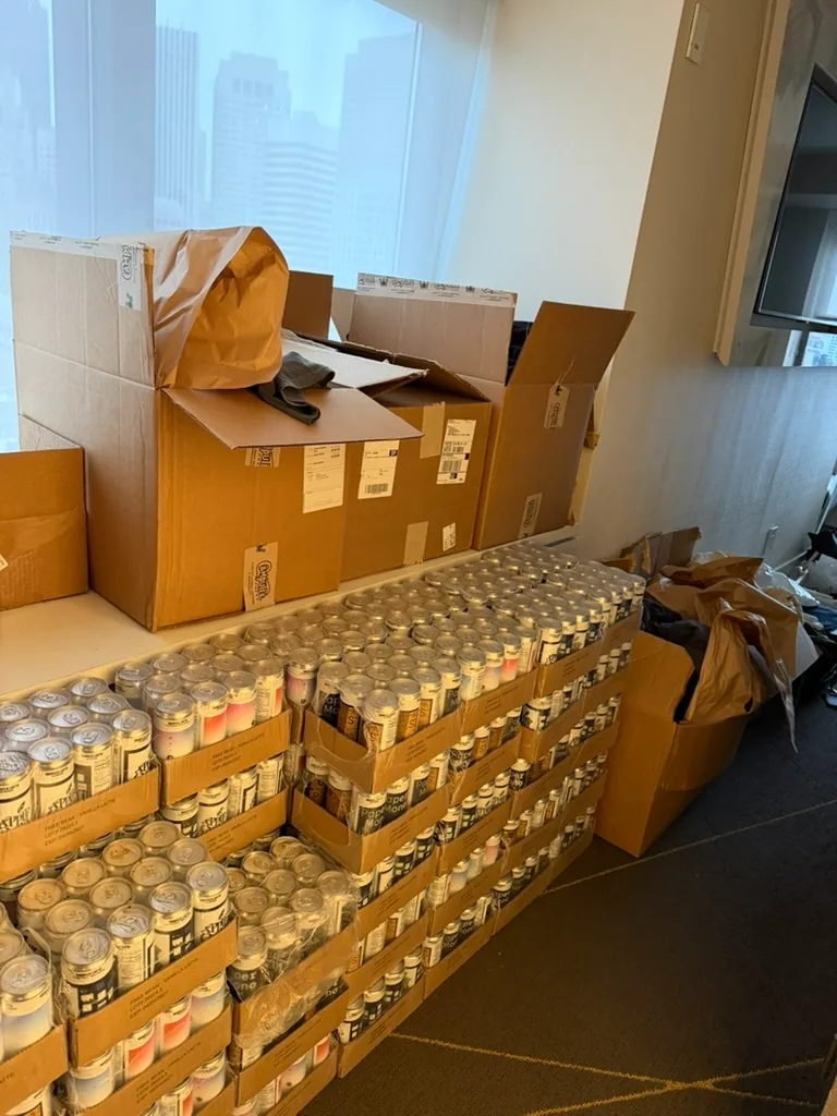 Cardboard boxes of Paper coffee cans